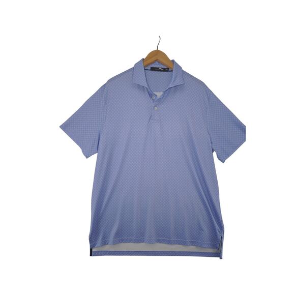 RLX Ralph Lauren Blue Micro Paisley Golf Polo Shirt Men’s Size Large Wicking - Picture 3 of 4